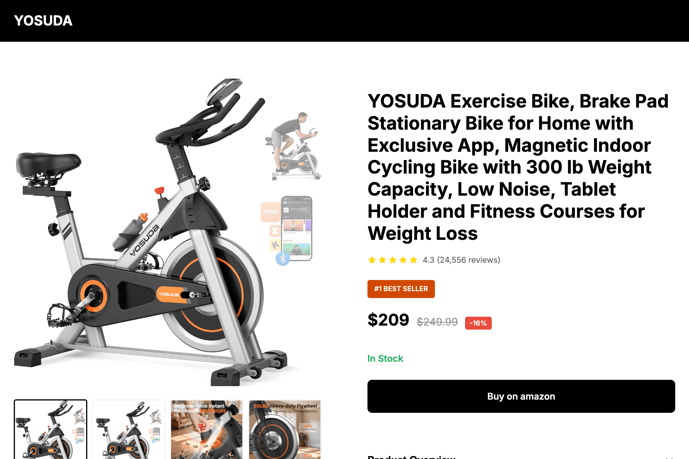 YOSUDA Exercise Bike, Brake Pad Stationary Bike for Home with Exclusive App, Magnetic Indoor Cycling Bike with 300 lb Weight Capacity, Low Noise, Tablet Holder and Fitness Courses for Weight Loss | Premium Product