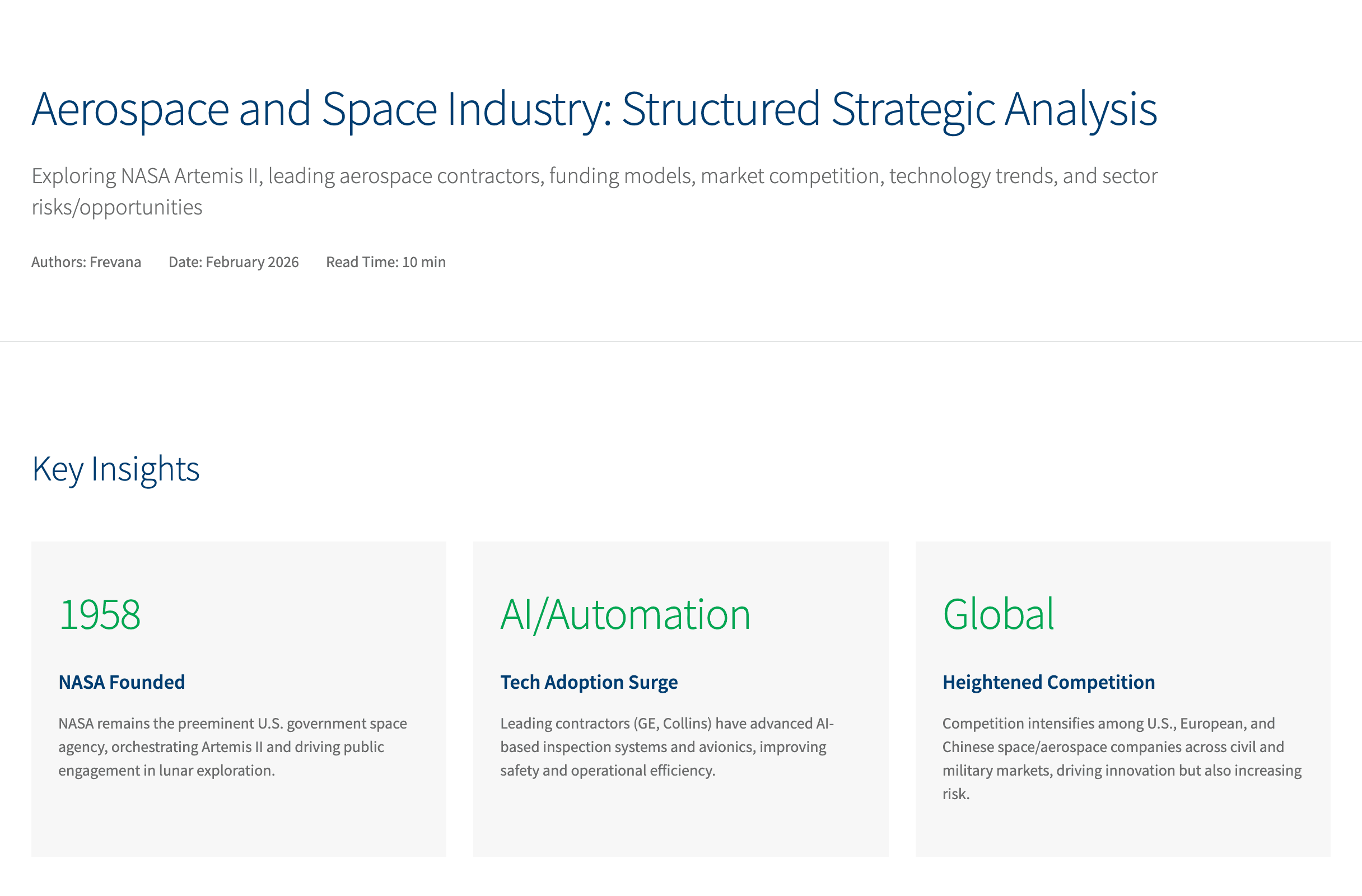 Aerospace and Space Industry: Structured Strategic Analysis