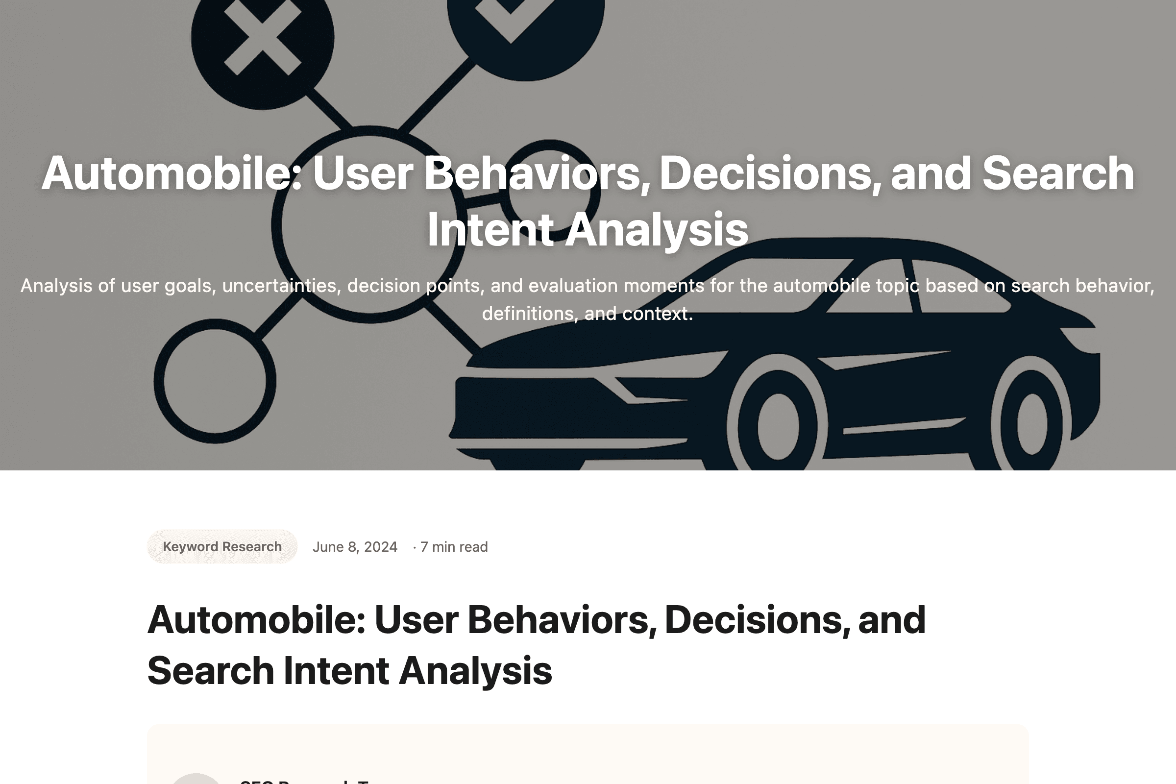 Automobile: User Behaviors, Decisions, and Search Intent Analysis